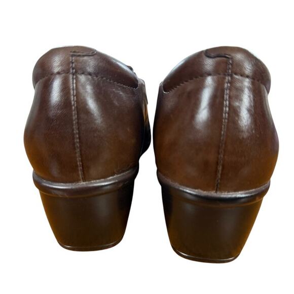 Clarks Clogs Brown Leather Chunky Heel Casual Shoes Side Zip Comfort sz 7 M - Picture 11 of 16